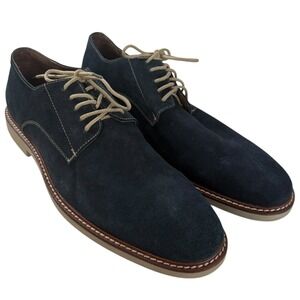 Aston Grey Mens Navy Suede Derby Dress Shoes Size 10.5 Leather Upper Dien Oxford
